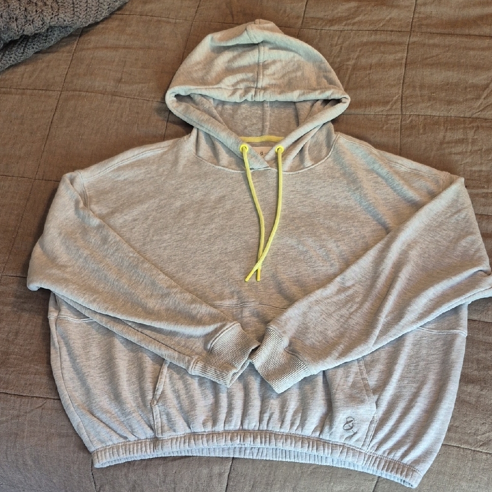 Gray Hoodie with Yellow Drawstrings